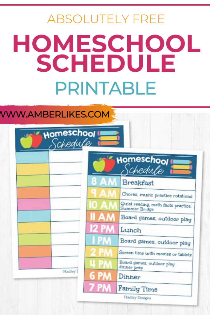 Homeschool Daily Schedule Printable - Amber Likes
