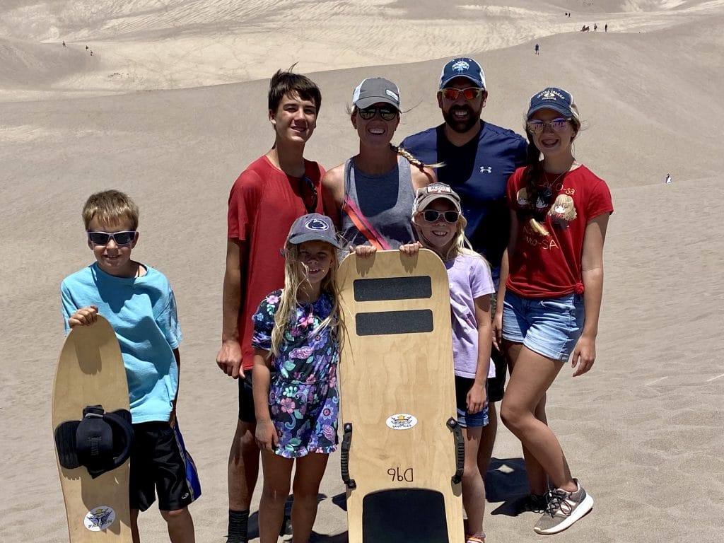 sand sled in great sand dunes national park