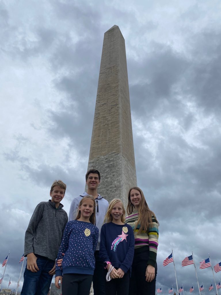 Washington Monument with kids
